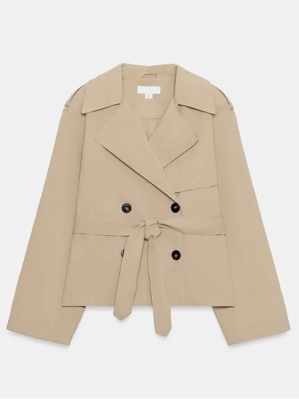 ZARA SHORT TRENCH COAT WITH SHOULDER PADS AND BELT - Picture 5 of 7